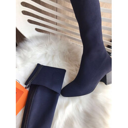 Replica Hermes Navy Knee High Sock Boot
