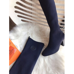 Replica Hermes Navy Knee High Sock Boot