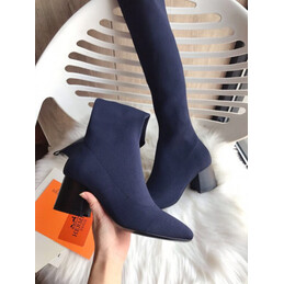 Replica Hermes Navy Knee High Sock Boot
