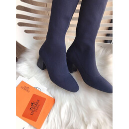 Replica Hermes Navy Knee High Sock Boot