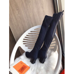 Replica Hermes Navy Knee High Sock Boot