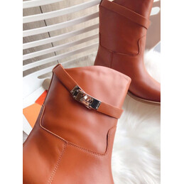 Replica Hermes Brown Buckle Ankle Boot