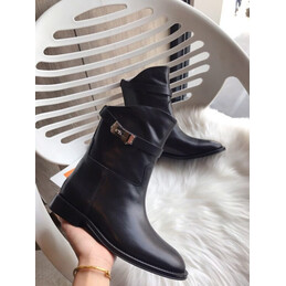 Replica Hermes Black Buckle Ankle Boot