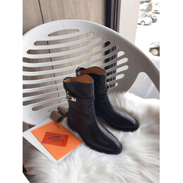 Replica Hermes Black Buckle Ankle Boot