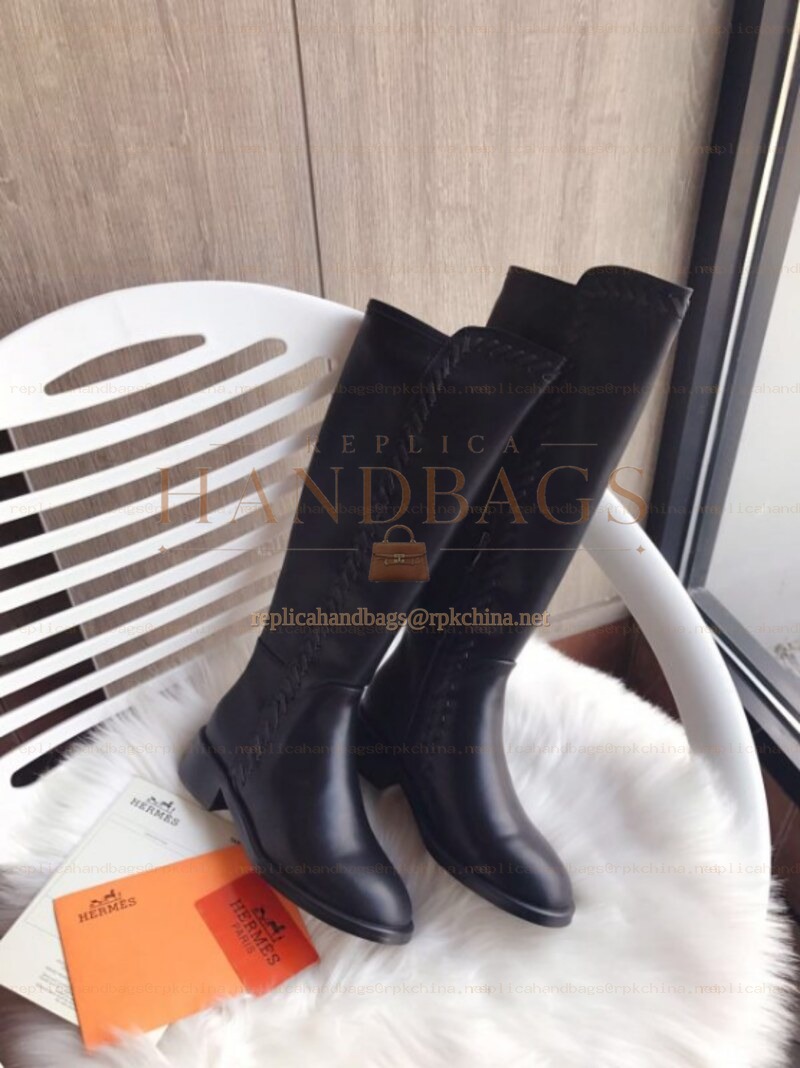 Replica Hermes Black Knit Ankle Boot