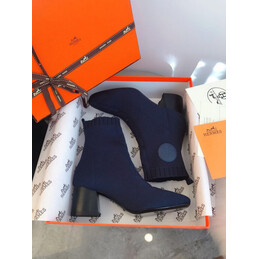 Replica Hermes Navy Button Ankle Boot