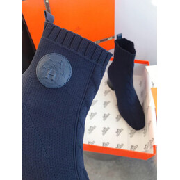 Replica Hermes Navy Button Ankle Boot