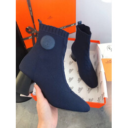 Replica Hermes Navy Button Ankle Boot