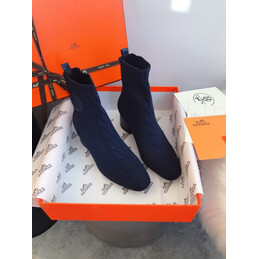Replica Hermes Navy Button Ankle Boot