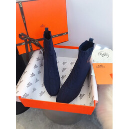 Replica Hermes Navy Button Ankle Boot