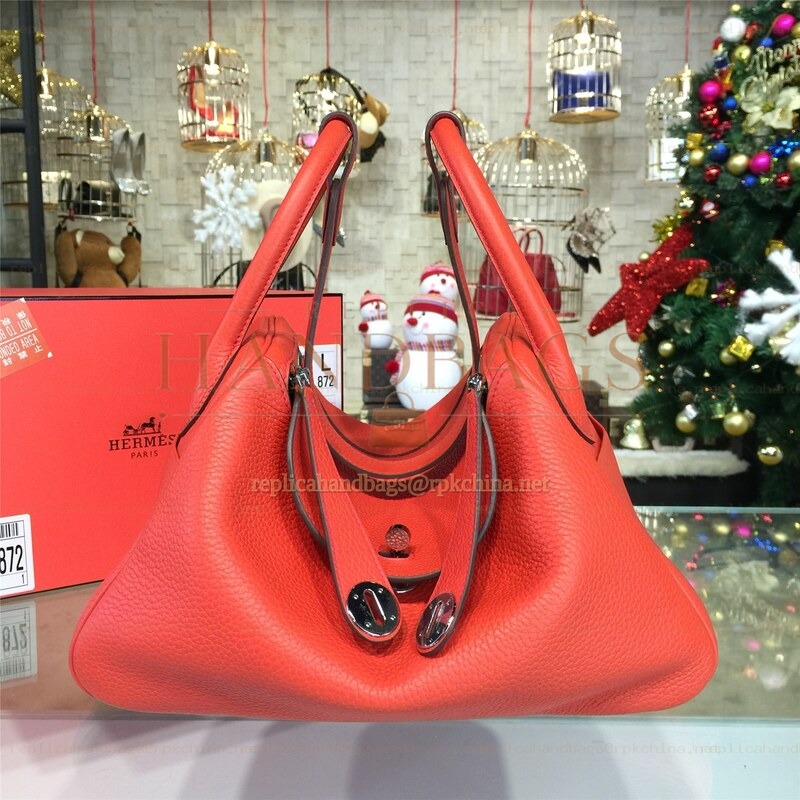 Replica Hermes Coral Orange Lindy 30 Bag