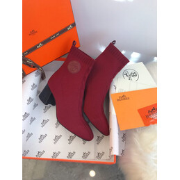 Replica Hermes Burgundy Button Ankle Boot