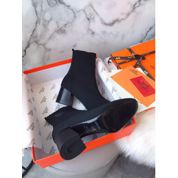 Replica Hermes Black Button Ankle Boot