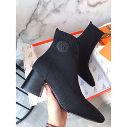 Replica Hermes Black Button Ankle Boot