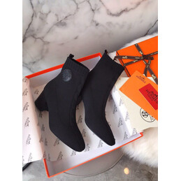 Replica Hermes Black Button Ankle Boot