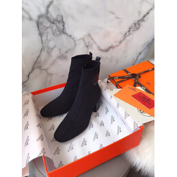 Replica Hermes Black Button Ankle Boot