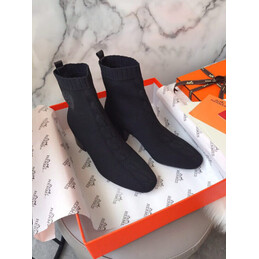 Replica Hermes Black Button Ankle Boot