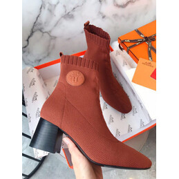 Replica Hermes Rust Button Ankle Boot