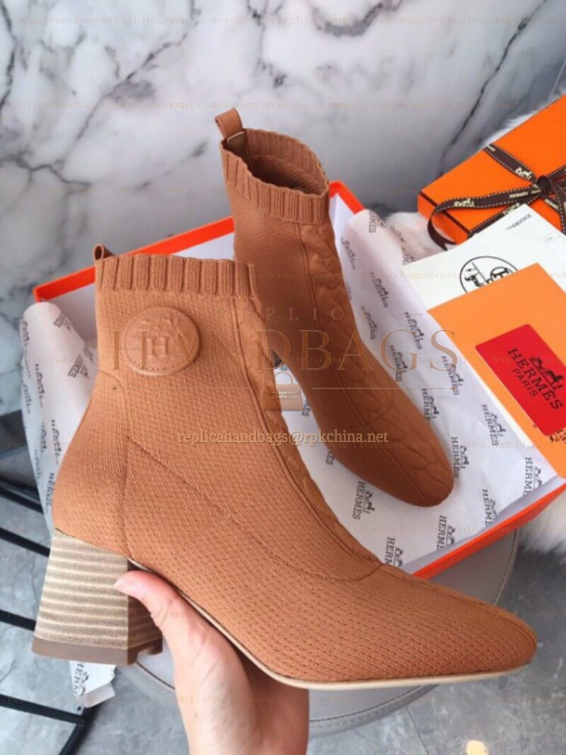 Replica Hermes Camel Button Ankle Boot