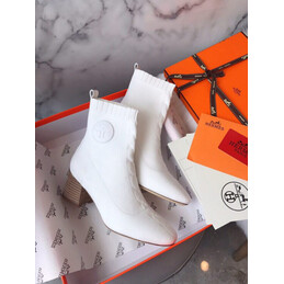 Replica Hermes White Button Ankle Boot