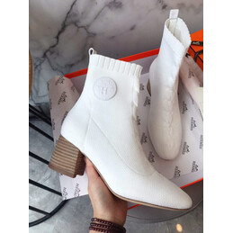 Replica Hermes White Button Ankle Boot
