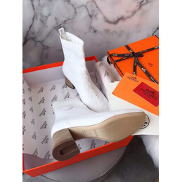Replica Hermes White Button Ankle Boot