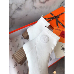 Replica Hermes White Button Ankle Boot