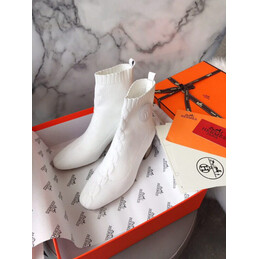 Replica Hermes White Button Ankle Boot