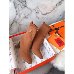 Replica Hermes Tan Button Ankle Boot