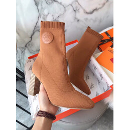 Replica Hermes Tan Button Ankle Boot
