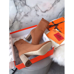 Replica Hermes Tan Button Ankle Boot