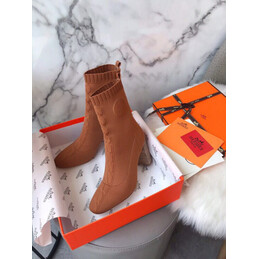 Replica Hermes Tan Button Ankle Boot