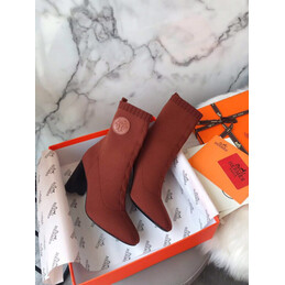 Replica Hermes Brick Red Button Ankle Boot