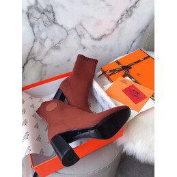 Replica Hermes Brick Red Button Ankle Boot