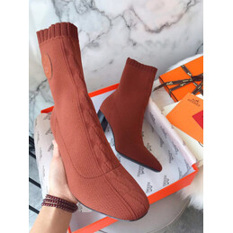 Replica Hermes Brick Red Button Ankle Boot