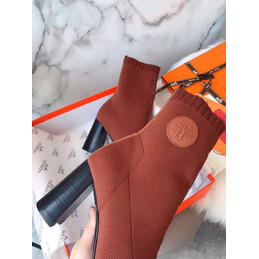 Replica Hermes Brick Red Button Ankle Boot