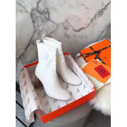Replica Hermes White Short Ankle Boot