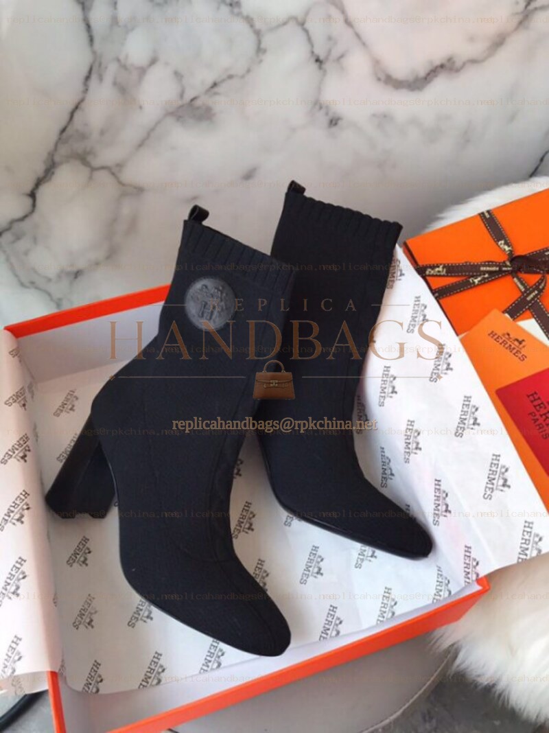 Replica Hermes Black Short Ankle Boot