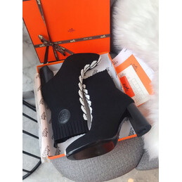Replica Hermes Black White Lace Up Ankle Boot