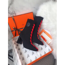 Replica Hermes Black Red Lace Up Ankle Boot