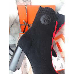 Replica Hermes Black Red Lace Up Ankle Boot