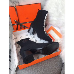 Replica Hermes Black Contrast Lace Up Ankle Boot