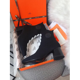 Replica Hermes Black Contrast Lace Up Ankle Boot