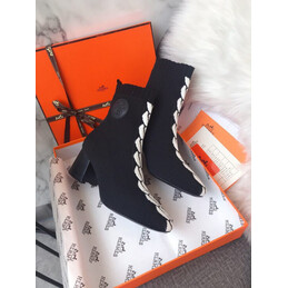 Replica Hermes Black Contrast Lace Up Ankle Boot