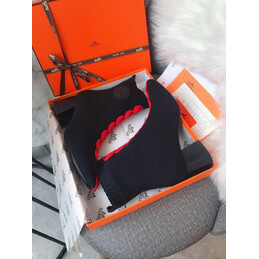Replica Hermes Black Red Trim Lace Up Boot