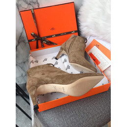 Replica Hermes Beige Suede Heeled Ankle Boot
