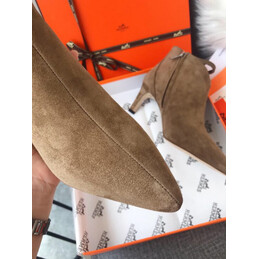 Replica Hermes Beige Suede Heeled Ankle Boot