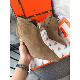 Replica Hermes Beige Suede Heeled Ankle Boot