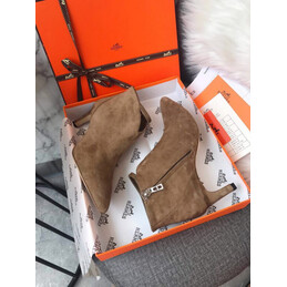 Replica Hermes Beige Suede Heeled Ankle Boot