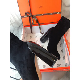 Replica Hermes Black Suede Heeled Ankle Boot
